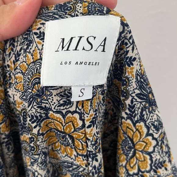 MISA Los Angeles Carolina Dress Floral Short Flutter Sleeve True Wrap Midi Dress - Picture 6 of 12